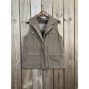 Entro Vest Utility Aztec Brown Drawstring Cargo Pockets Sz M Boho Tribal